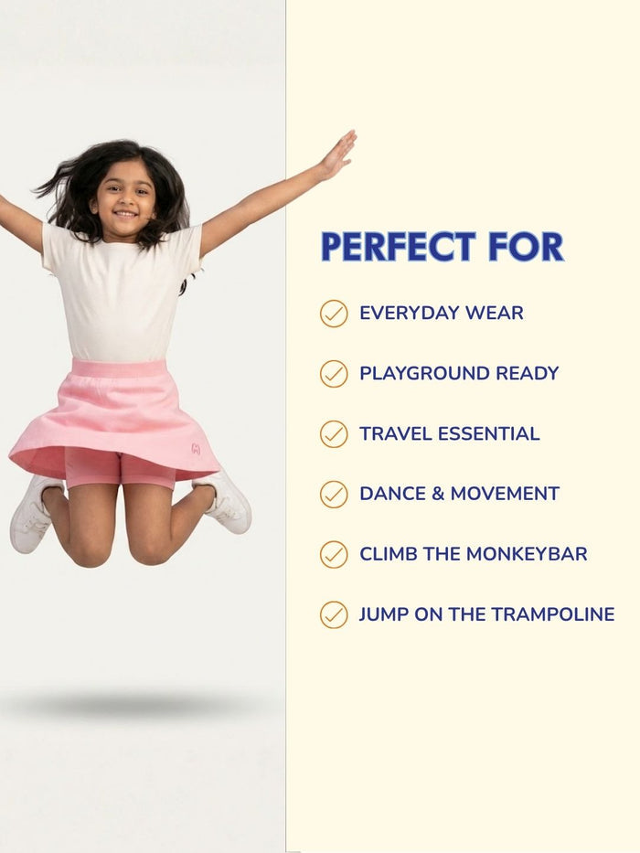 Girls Everyday Skort Skirt | 3-in-1 Skirt with Built-in Shorts & Gusset (Pack of 3)