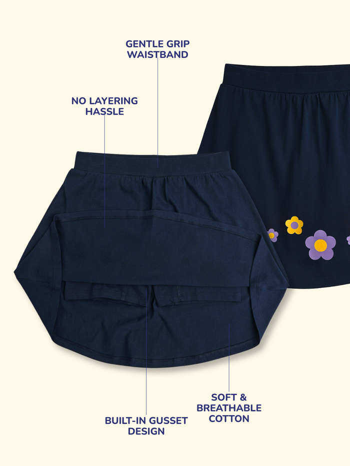Girls Everyday Skort Skirt | 3-in-1 Skirt with Built-in Shorts & Gusset