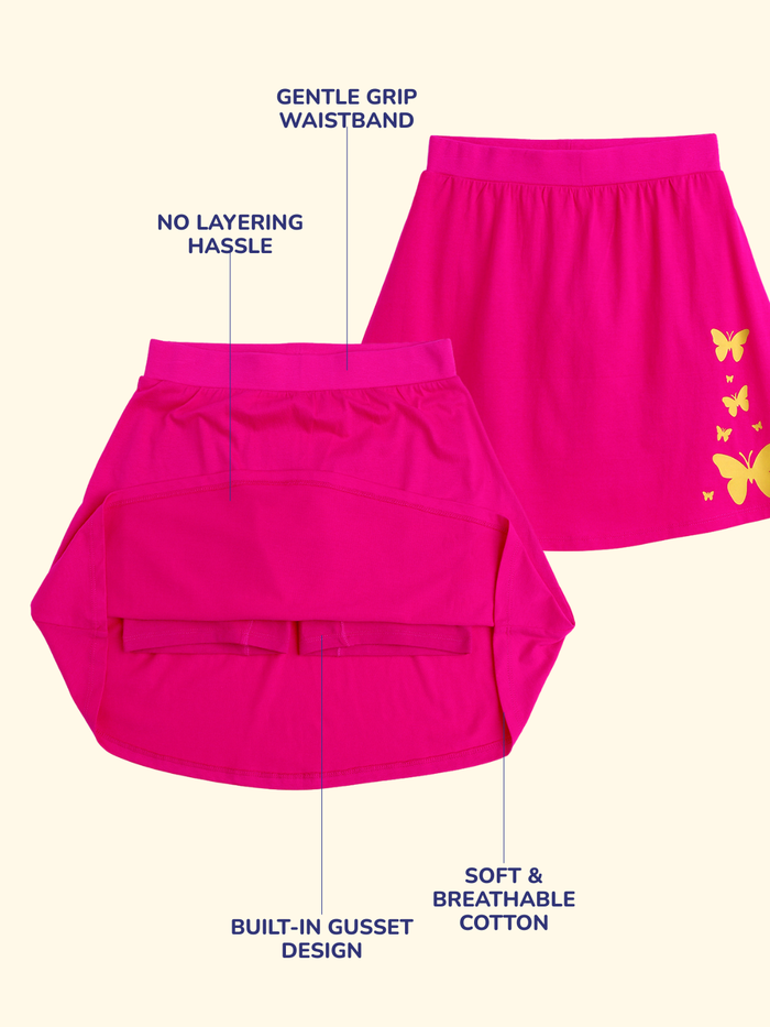 Girls Everyday Skort Skirt | 3-in-1 Skirt with Built-in Shorts & Gusset
