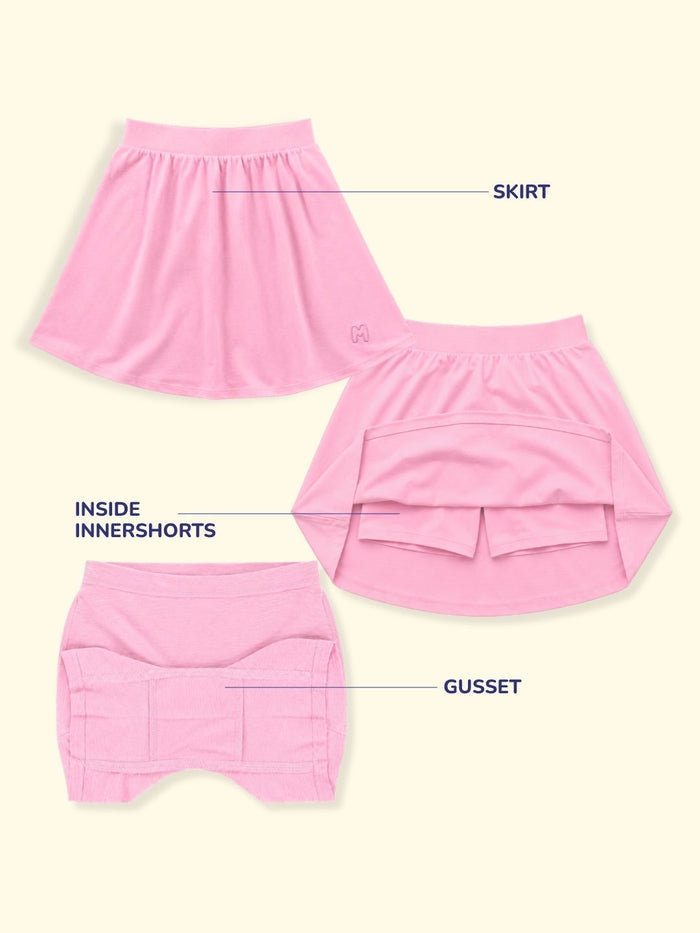 Girls Everyday Skort Skirt | 3-in-1 Skirt with Built-in Shorts & Gusset