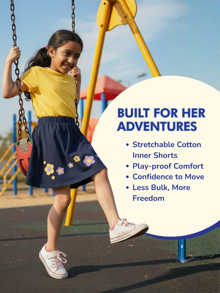 Girls Everyday Skort Skirt | 3-in-1 Skirt with Built-in Shorts & Gusset