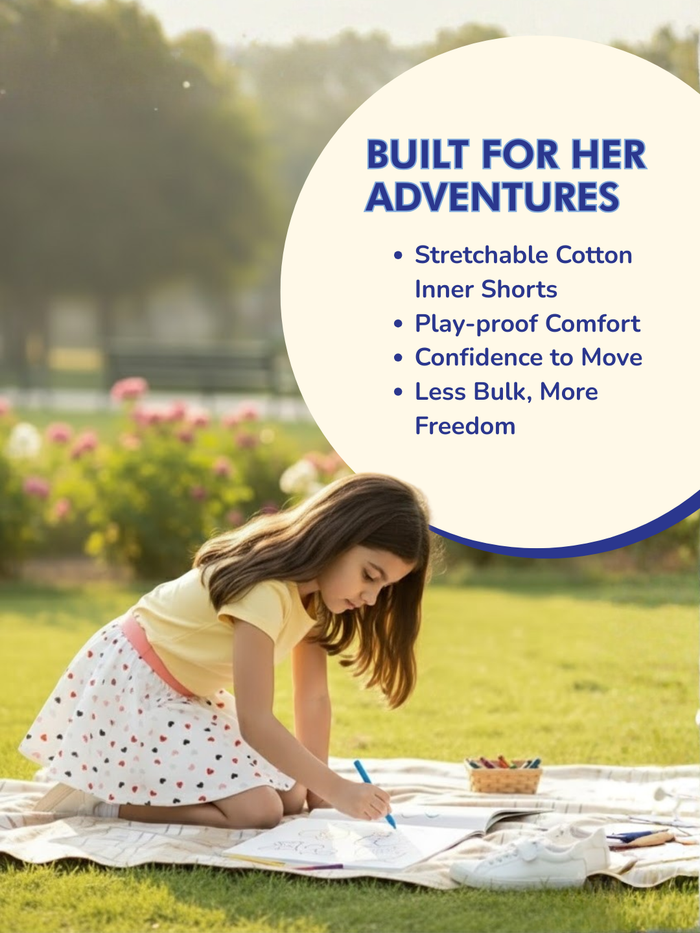 Girls Everyday Skort Skirt | 3-in-1 Skirt with Built-in Shorts & Gusset