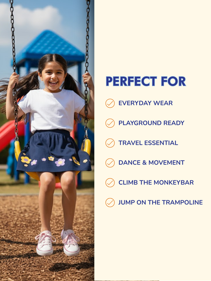 Girls Everyday Skort Skirt | 3-in-1 Skirt with Built-in Shorts & Gusset