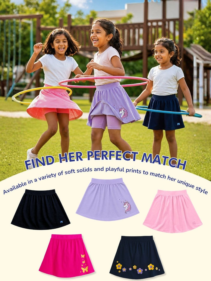 Girls Everyday Skort Skirt | 3-in-1 Skirt with Built-in Shorts & Gusset