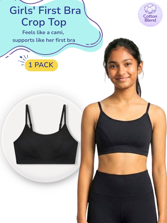 Girls First Bra Crop Top - Black