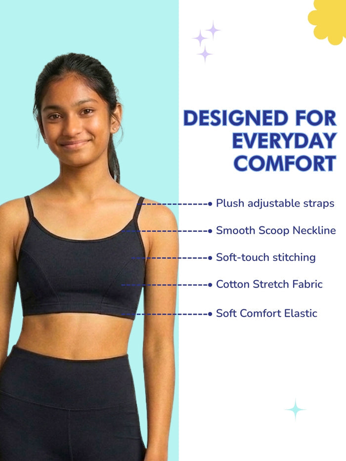 Girls First Bra Crop Top - Black