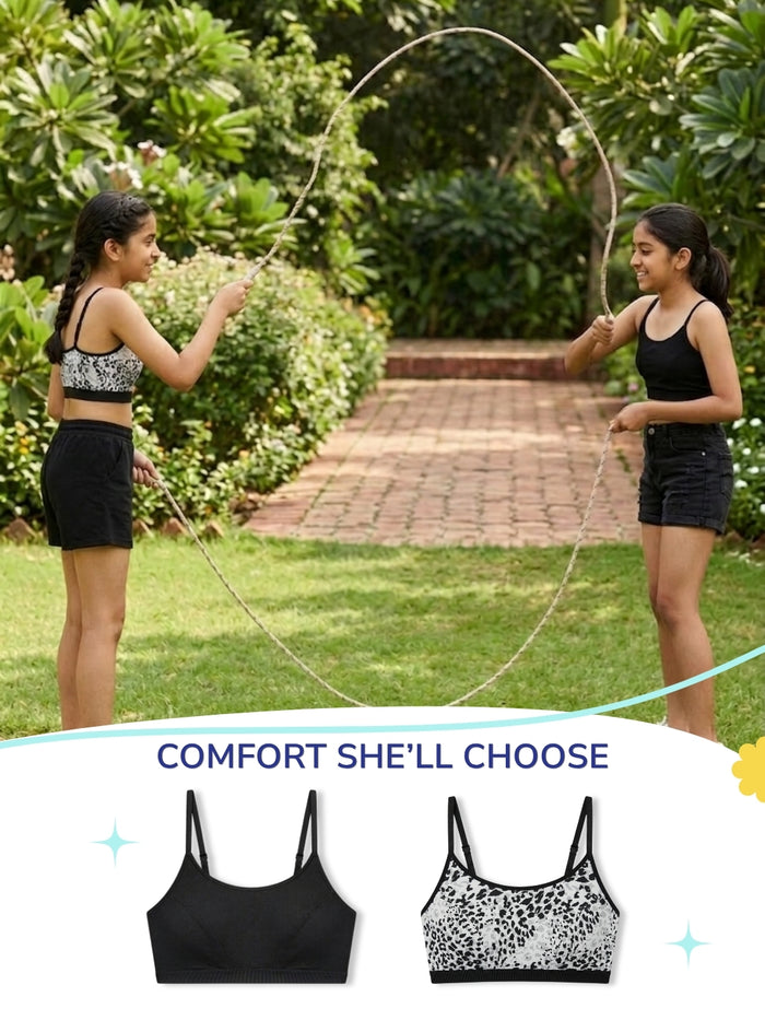Girls First Bra Crop Top - Black