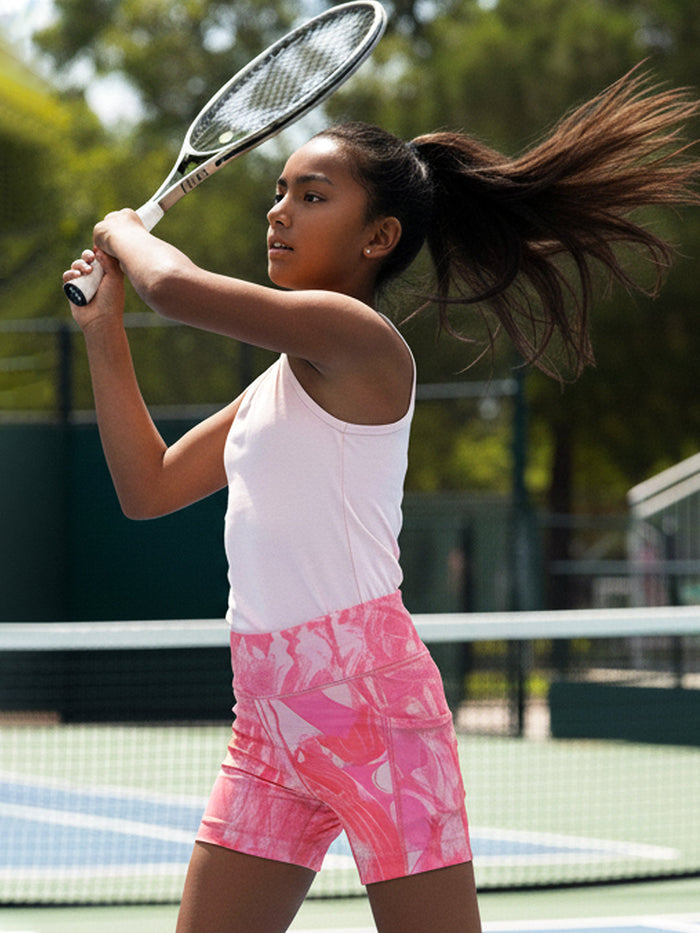 Girls FlexTech Racer Sports Shorts - Pink