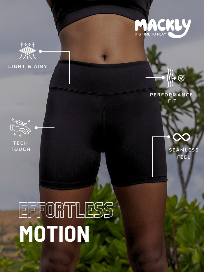 Girls FlexTech Racer Sports Shorts – Black