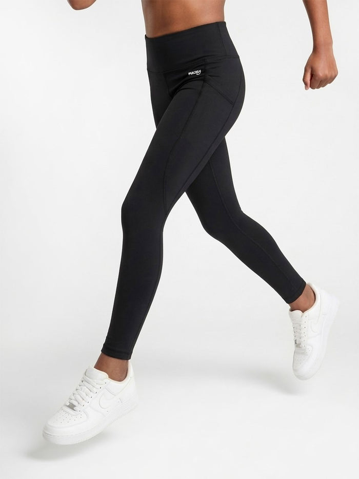 Girls FlexTech Sports Tights with Pockets - Black
