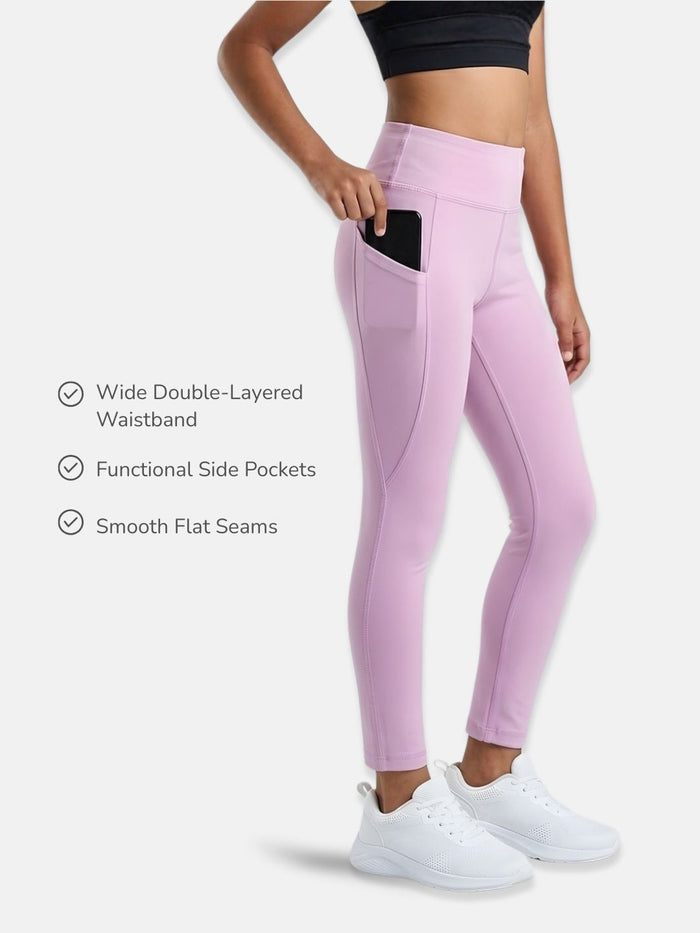 Girls FlexTech Sports Tights with Pockets - Pink