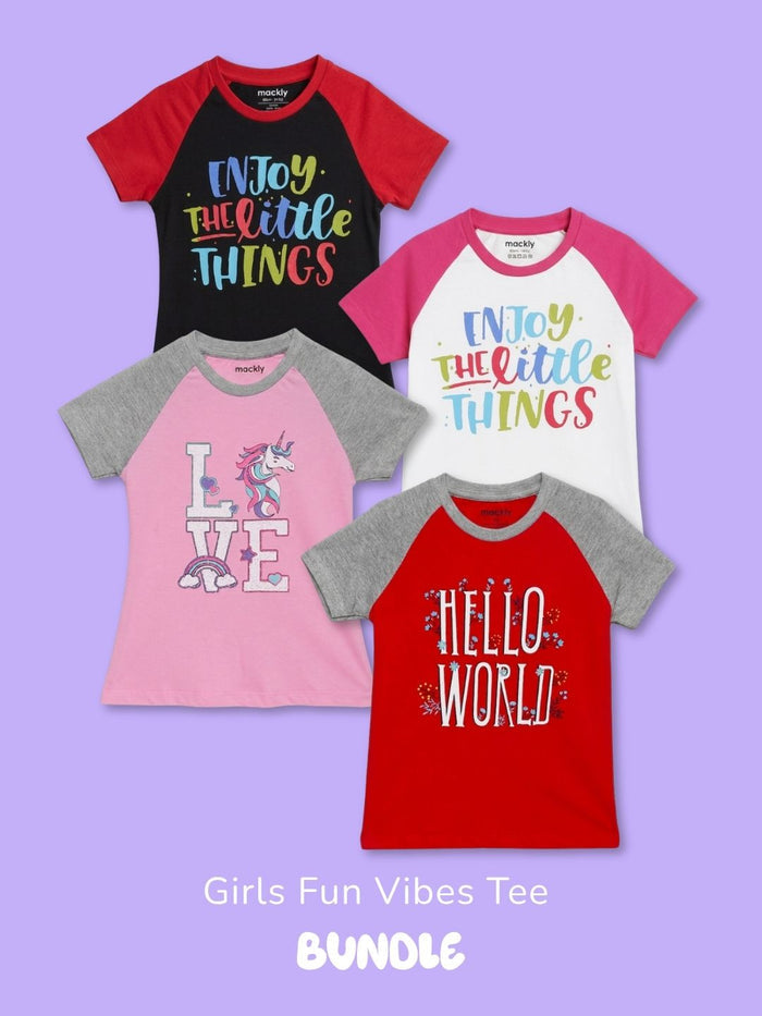 Girls Fun Vibes Tee Pack – Pack of 4