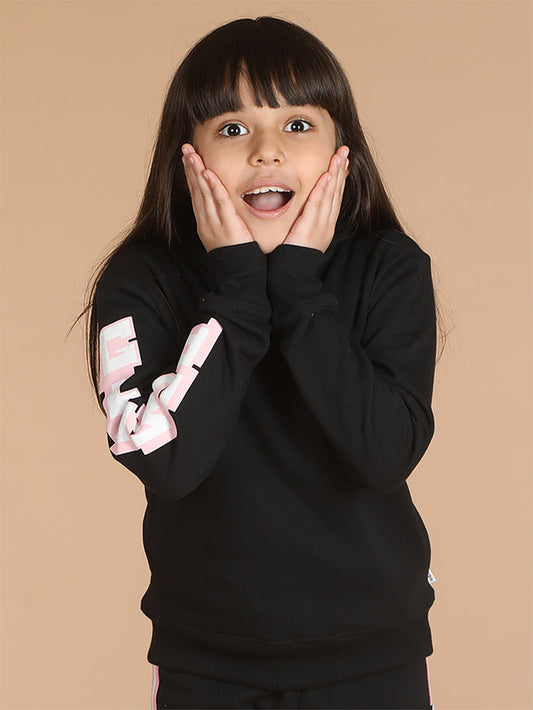 Girls Glowup Sleeve Printed Sweatshirt