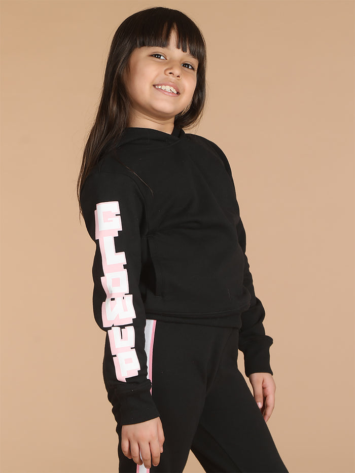 Girls Glowup Sleeve Printed Sweatshirt