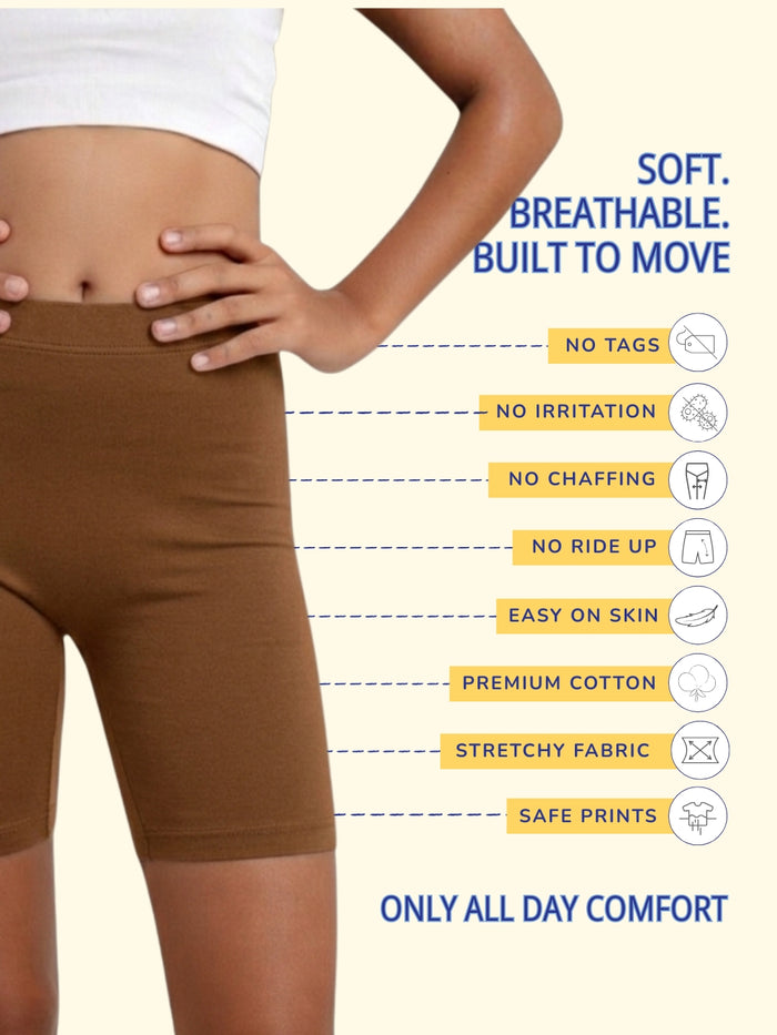 GIRLS INNERSHORTS - Pack of 2 (Beige & Light Brown)