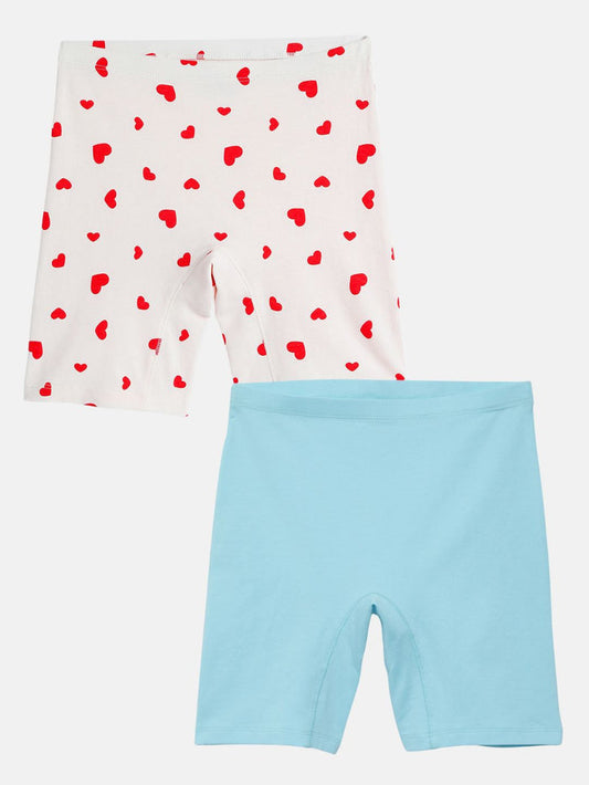 Girls Innershorts, Aqua Blue/Heart Aop