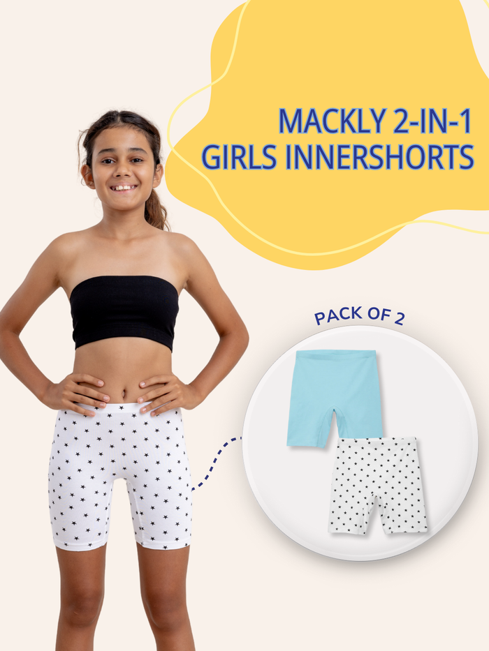GIRLS INNERSHORTS, AQUA BLUE/TWINKLE STARS