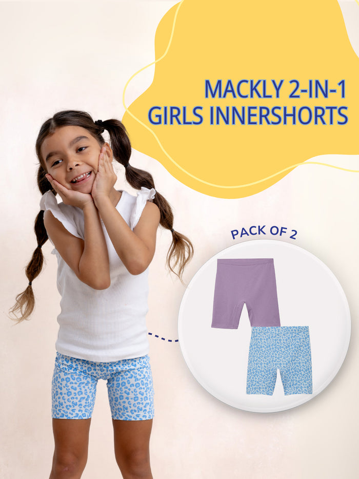 GIRLS INNERSHORTS, BLUE LEOPARD/LAVENDER