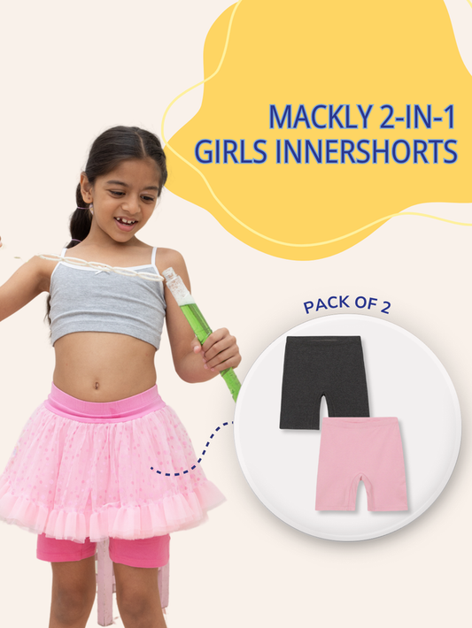 GIRLS INNERSHORTS, CHARCOAL MELANGE/PINK