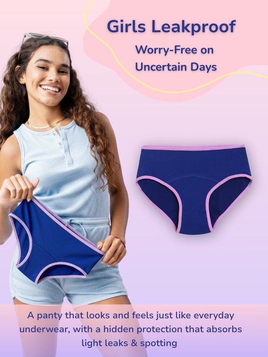 Girls Leak Proof Brief - Navy