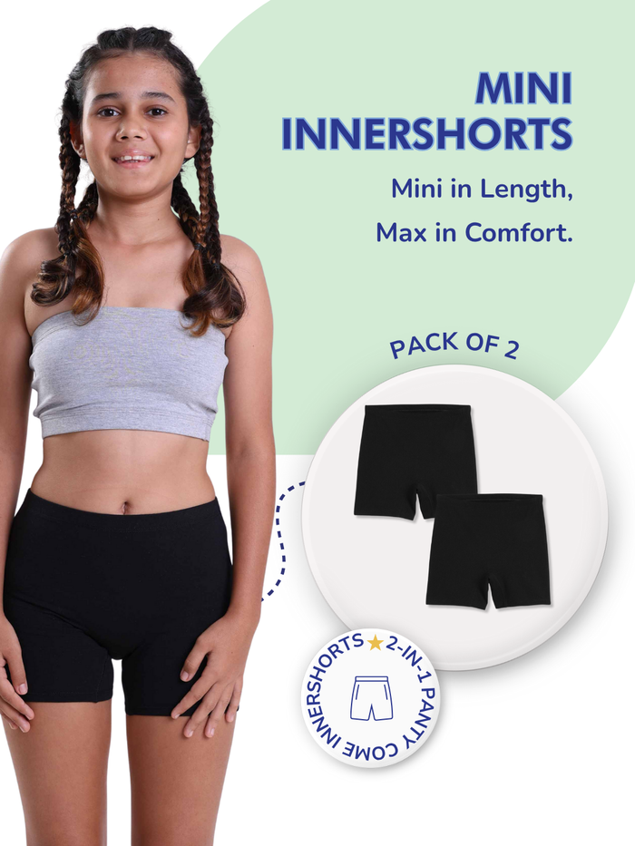 Girls Mini Innershorts – Black & Black