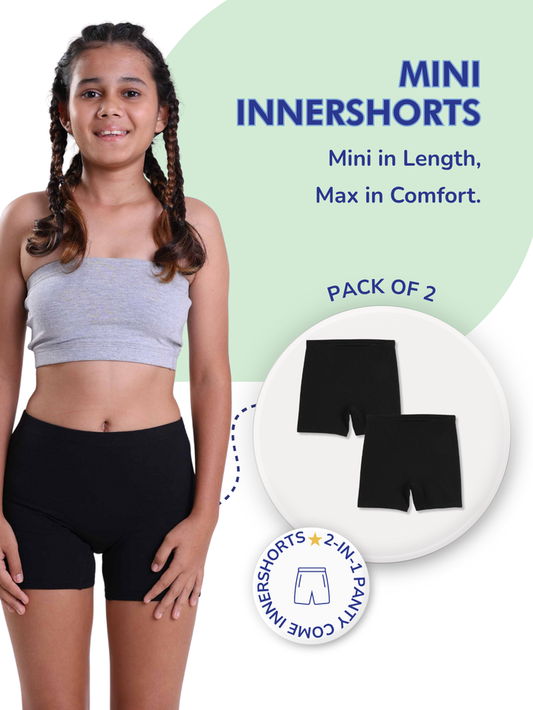 Girls Mini Innershorts – Black & Black