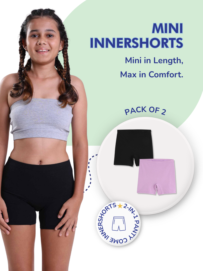 Girls Mini Innershorts – Black & Lavender
