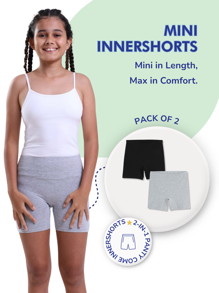 Girls Mini Innershorts – Grey & Black