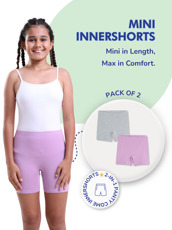 Girls Mini Innershorts – Grey & Lavender