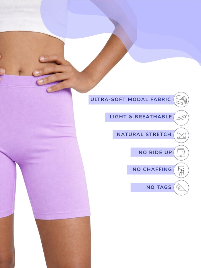 Girls Modal Innershorts - Pack of 2 (Lavender & Aqua Blue)