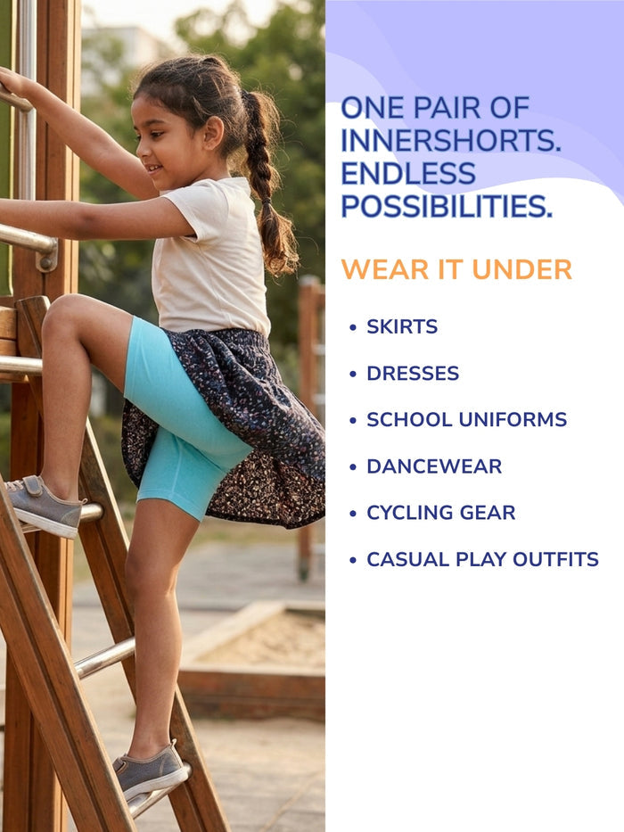 Girls Modal Innershorts - Pack of 2 (Lavender & Aqua Blue)