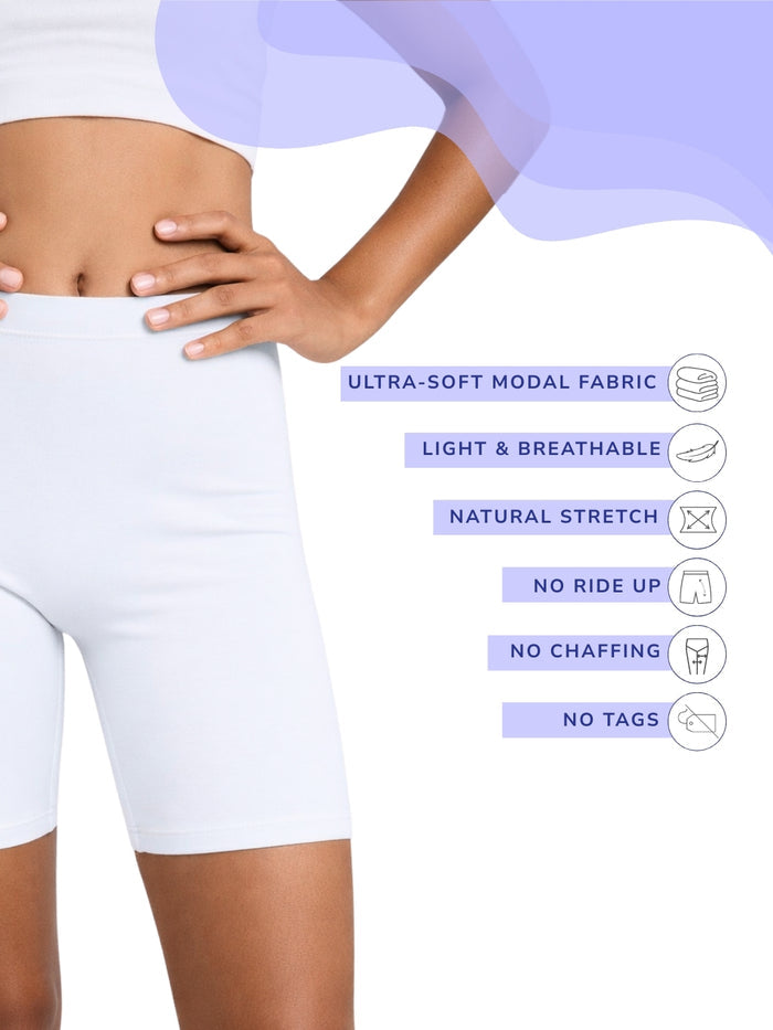 Girls Modal Innershorts - Pack of 2 (White)
