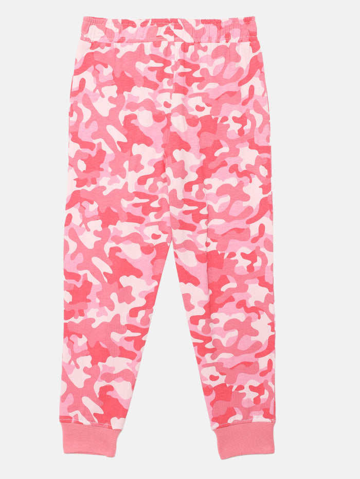 Girls Pink Camouflage Printed cotton Pants