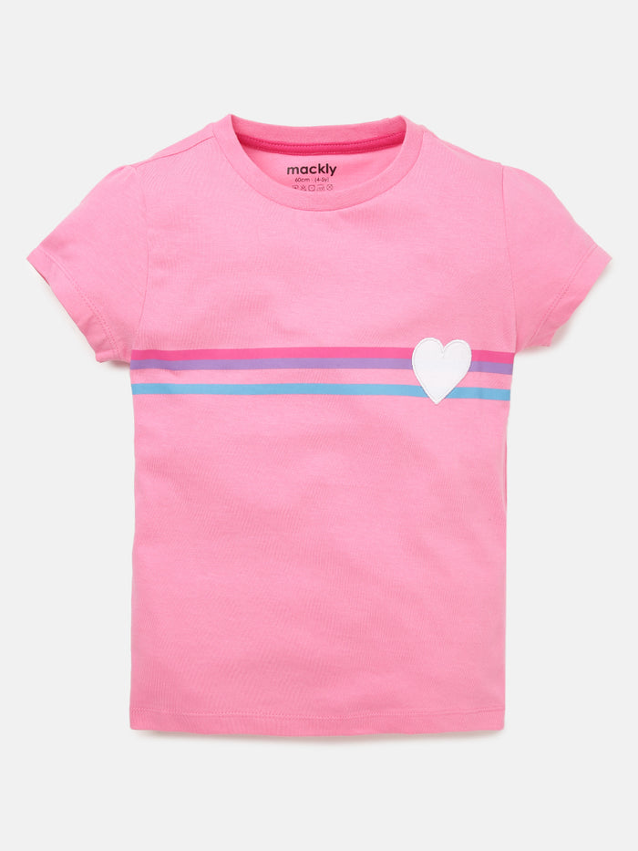 Girls Printed Embroidered Cotton T-Shirt