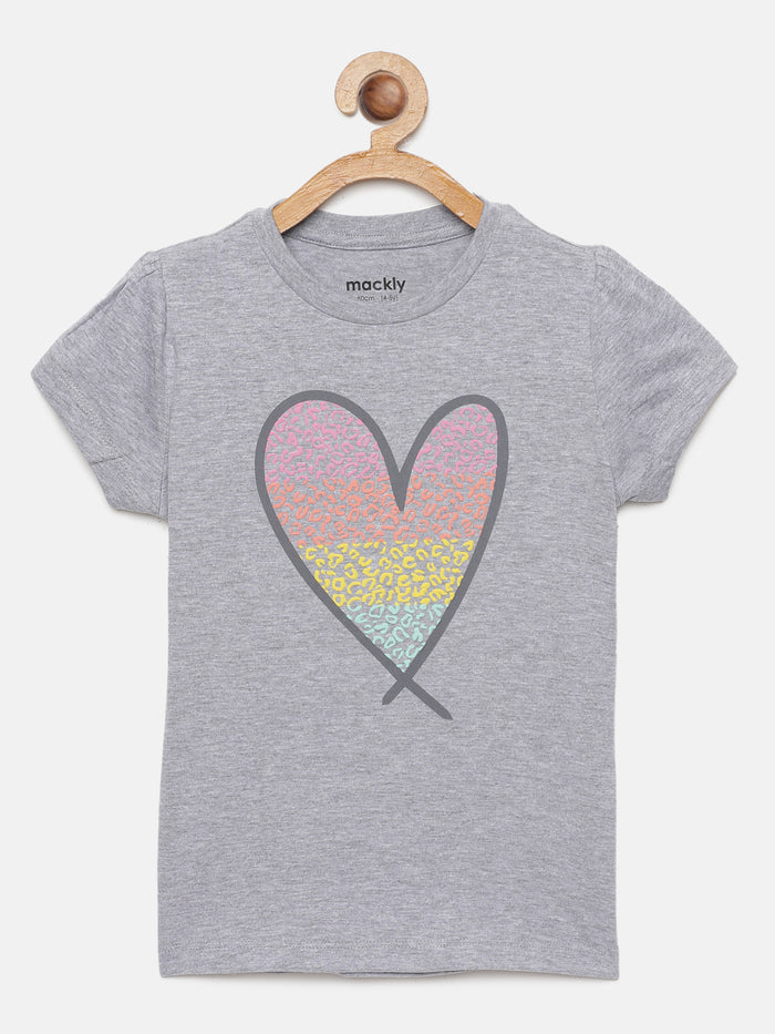 Girls Puff Printed Cotton T-Shirt