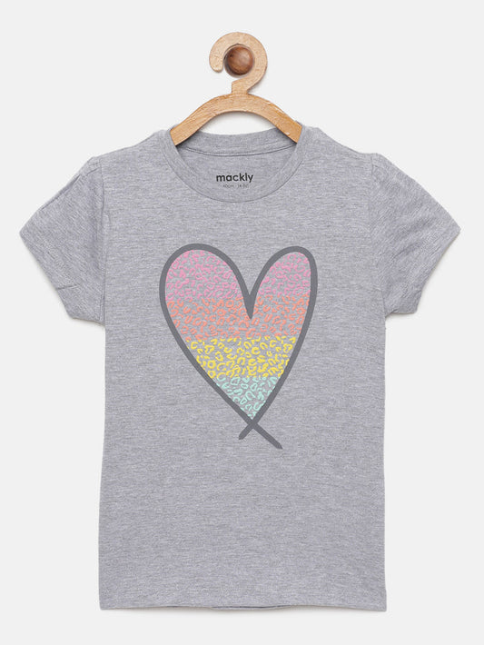 Girls Puff Printed Cotton T-Shirt