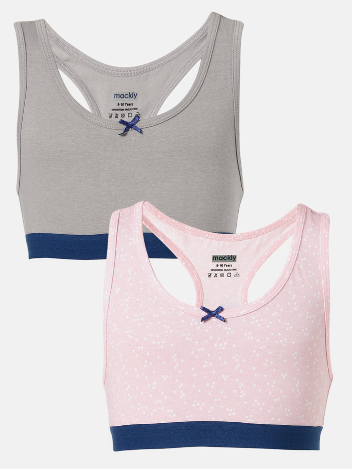 Racer Back Trainer Bra - Grey/Peech