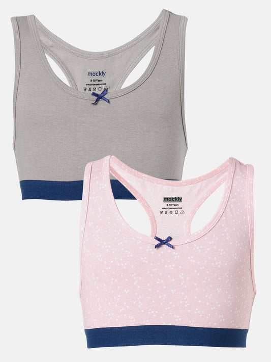 Racer Back Trainer Bra - Grey/Peech