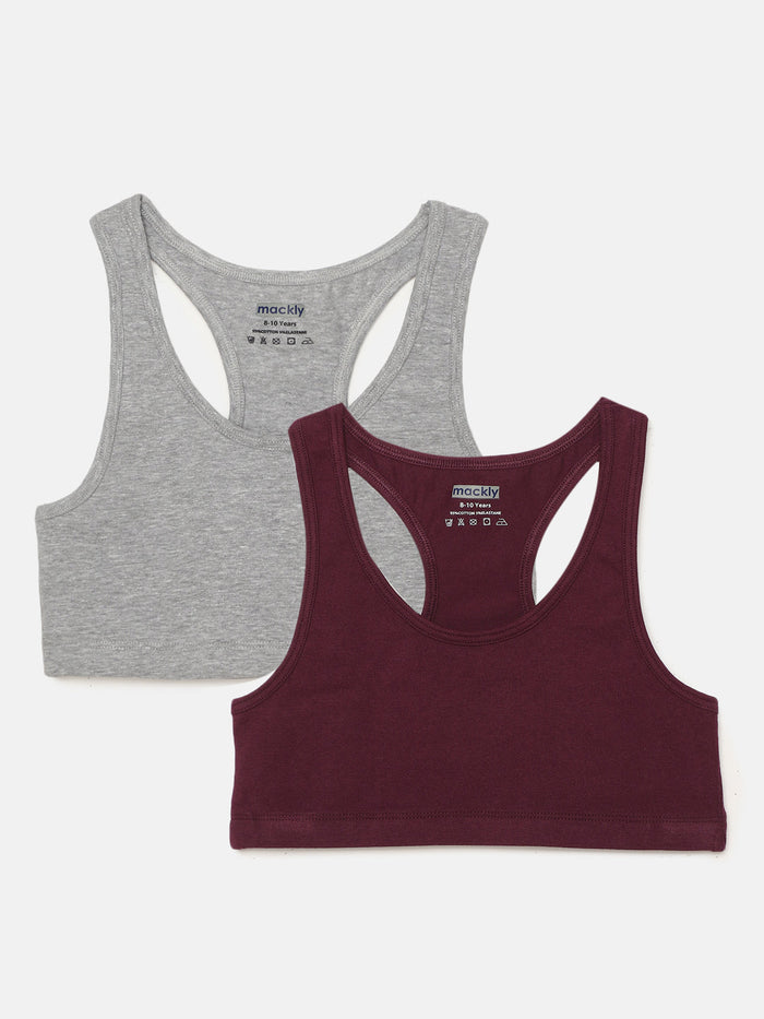 Racer Back Trainer Bra - Grey/Burgundy