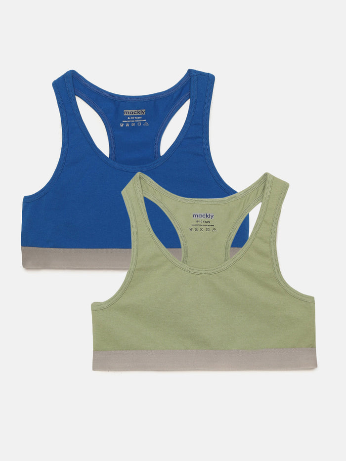 Racer Back Trainer Bra - Royal Blue/Olive Green
