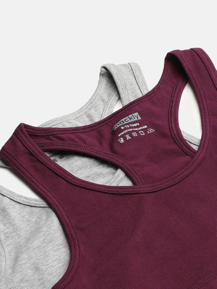 Racer Back Trainer Bra - Grey/Burgundy
