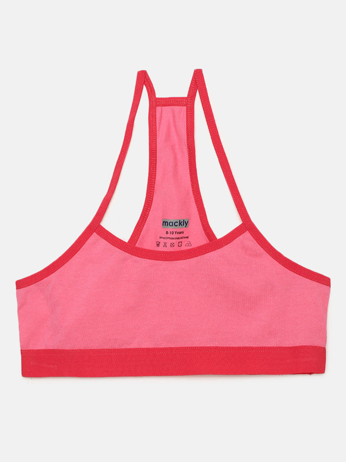 Racer Back Trainer Bra with Red Border - Pink