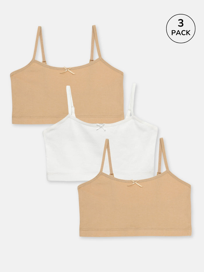 Girls Spaghetti Strap Trainer Bra, Pack of 3 | Non-Padded