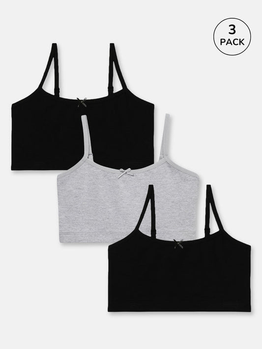 Girls Spaghetti Strap Trainer Bra, Pack of 3 | Non-Padded