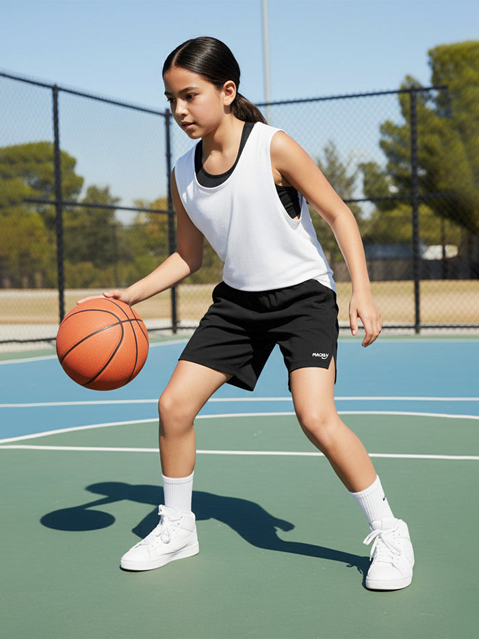 GIRLS SPILT SPORTS SHORTS - BLACK