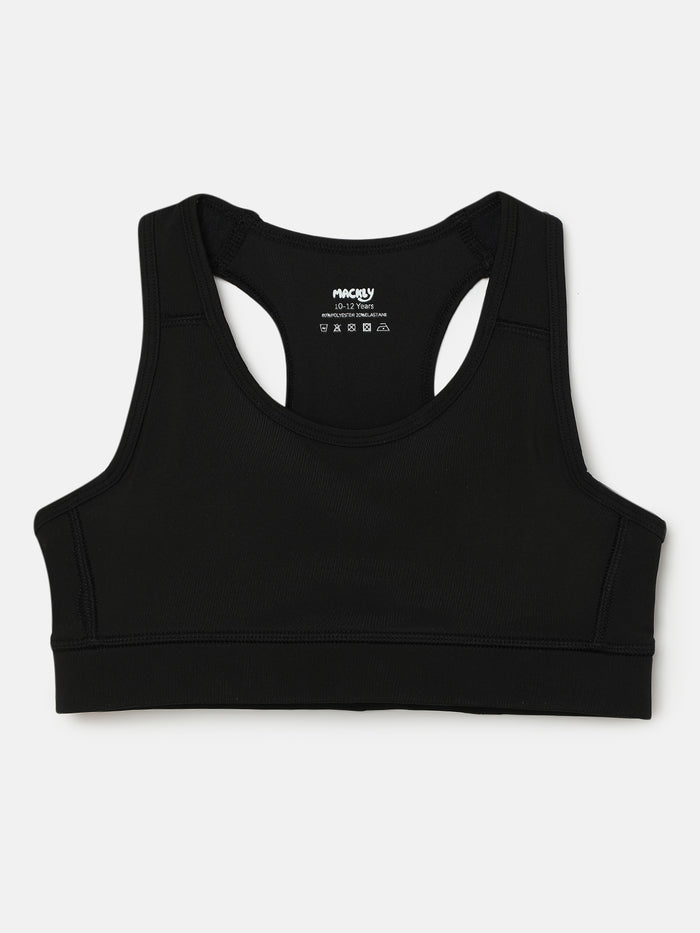 GIRLS SPORTS BRA - BLACK (NON-PADDED)