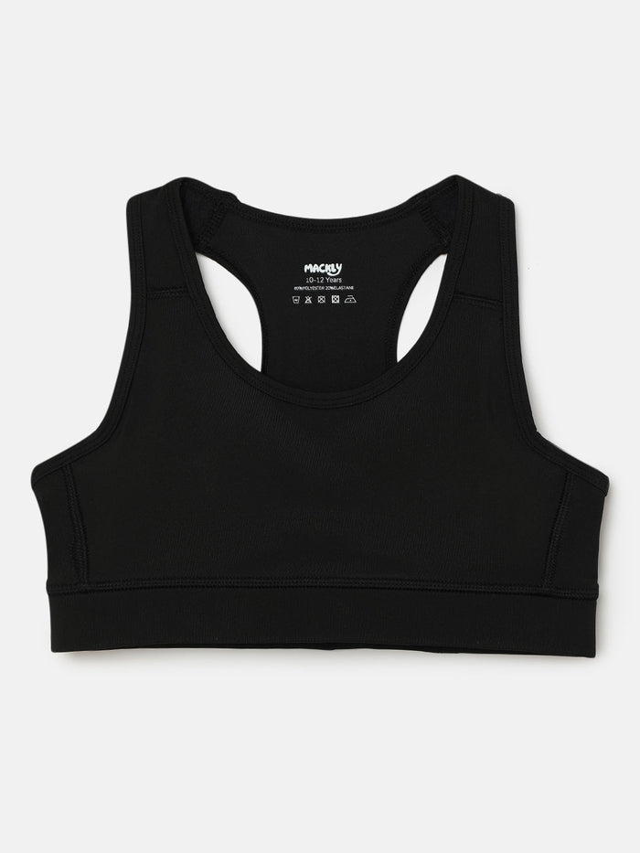 GIRLS SPORTS BRA - BLACK (PADDED)