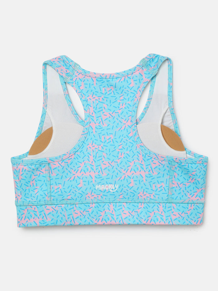 GIRLS SPORTS BRA - DONUT SPRINKLE (PADDED)