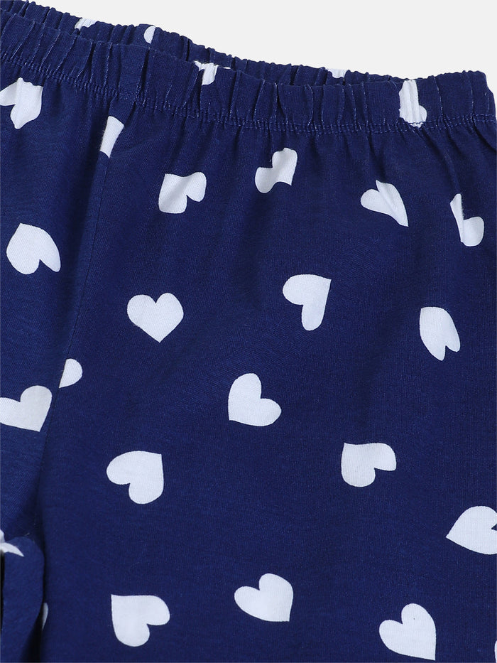 GIRLS TOP & PYJAMA SET - CLASSIC NAVY HEARTS