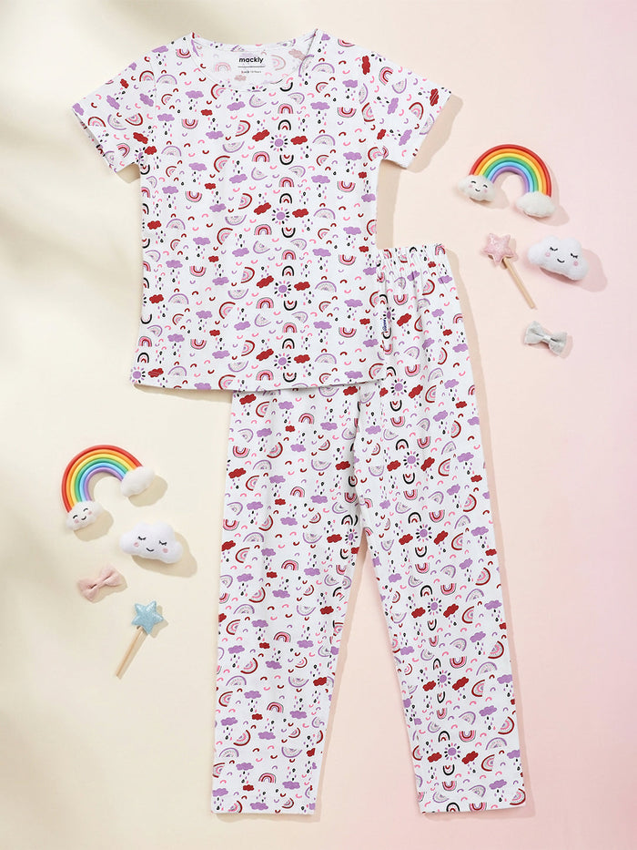 GIRLS TOP & PYJAMA SET - MAGIC RAINBOW